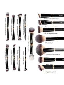 MAANGE Makeup Brushes 16Pcs Professional Foundation Powder Blush Contour Eyeshadows Double-End Makeup Brushes Set With Bag And Gift Box-CoffeeBrown - Màu A - Xem 4