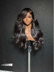 180% Density 10-36Inch 13x4 Body Wave Lace Front Wigs Human Blended Hair Pre Plucked 13x4 Frontal Wigs Human Blended Hair HD Lace Body Wave Wig Human Blended Hair Wigs For Women Natural Black - Natural & Black - View 4