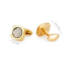 1 Pair Solid Color Zinc Alloy Cufflinks, Gold Plated, All Season - Gold - View 6