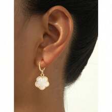 1 Pair Metal Fashion Four-Leaf Clover Pendant Earrings - trắng - Xem 2