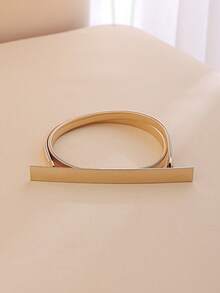 1pc Elegant Women's Thin Waist Belt, Elastic Buckle Waist Strap, Metal Leather Belt Suitable For Dresses, Shirts, Pants, Commuting, Daily Wear, Party - Metal Belt - View 6