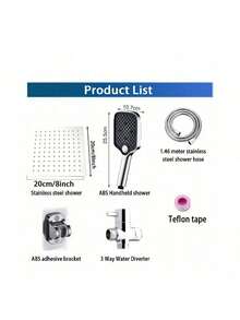 High-Pressure Bathroom Set, 8-Inch Top Spray, High-Pressure Handheld Shower Shower, Multi-Speed Adjustment, Home Bathroom Accessories - A - View 5