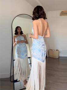French High-End Temperament Blue Sleeveless Dress Women's 2026 Summer New Casual Irregular Splicing Dress - Màu xanh lam - Xem 2