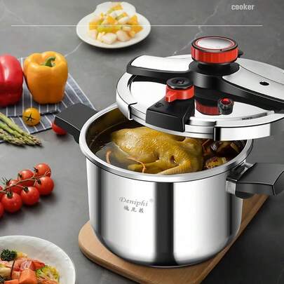 304 Stainless Steel Pressure Cooker, Suitable For Gas, Electric And Induction Cooktop