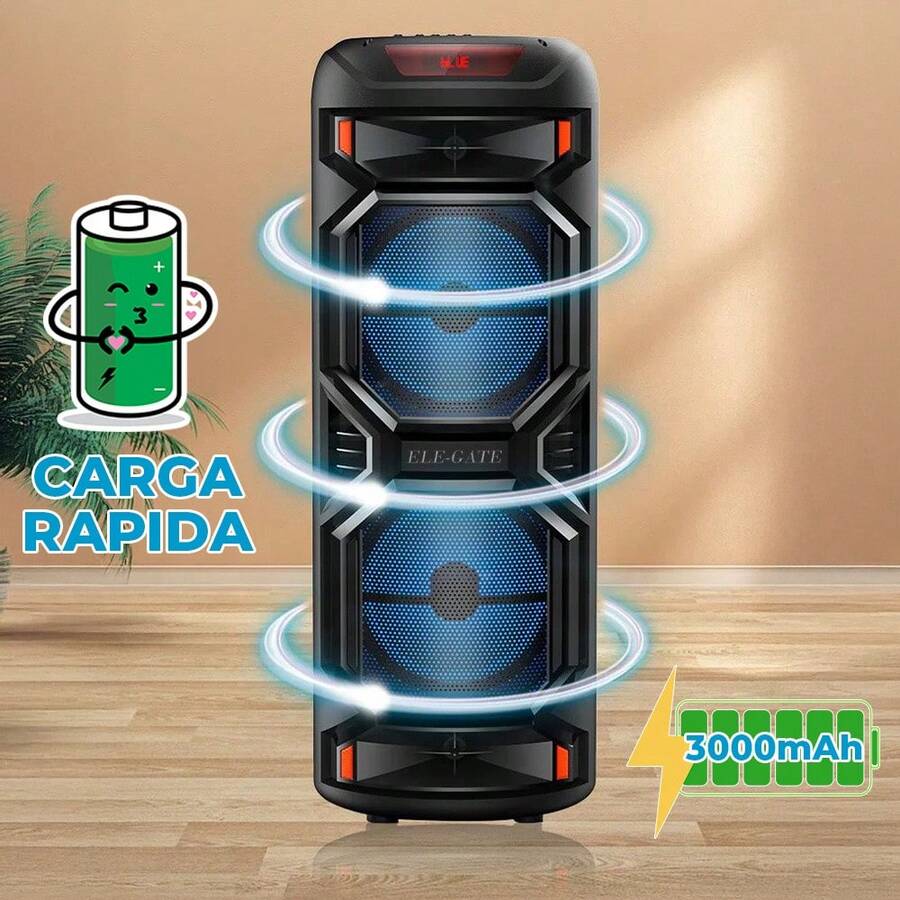 Bocina Bluetooth Duales de 12" 2000W con Micrófono Inalámbrico y Control - Negro - Ver 1