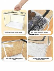 Caja de almacenamiento de zapatos rectangular transparente y plegable, adecuada para el almacenamiento de zapatos y ropa debajo de la cama, hecha de material de PVC transparente, no impermeable, de almacenamiento multifuncional, con soporte de marco de acero, con dos ventanas extraíbles, adecuada para zapatillas y tacones altos, organizador de almacenamiento decorativo para el espacio debajo de la cama - Multicolor - Ver 4