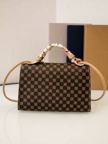 New Small Handbag, Graphic Print Women's Bag, Coffee Color Tote Bag - Coffee Brown - View 5