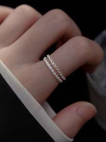 HuooNew 1pc 925 Sterling Silver Open Ring Jewelry, Unisex Design - Silver - View 3