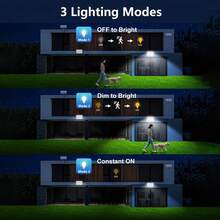 400 LED Luz de solar para exteriores, IP65 resistente al agua con control remoto y sensor de movimiento PIR, súper brillante reflector LED para jardín, patio y garaje - T-400 - Ver 9