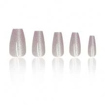 24 Pieces Short Cat-Eye Nail Pressers, Light Purple Crystal Glue, Silver Glitter Design, Gradient Fake Nail Gel Set, Artificial Fake Nails, Suitable For Women And Girls. - 透紫晶石貓眼 - 查看 4