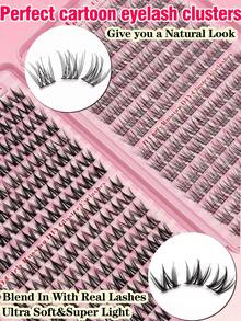 352pcs Large-Capacity Eyelash Booklet Featuring Cartoon-Style False Eyelashes, Anime-Style False Eyelashes, Natural-Looking False Eyelashes, And Fairy-Style False Eyelashes. Comes With An Eyelash Adhesive Kit. Suitable For Beginners, Perfect For Everyday Makeup, Weddings, Parties, Holiday Celebrations, Mother's Day, Halloween, Christmas, And New Year's. Includes Eyelash Clusters, Lash Sets, Individual Eyelashes, And False Eyelashes. - 黑色 - 查看 3