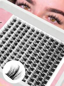 Waloshow 1盒12排144簇C/D卷曲新款热熔睫毛，适用于派对妆容活动 - 黑色 - 查看 3