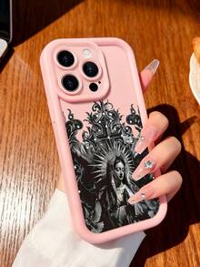 Divine Mother Mary Phone Case, Renaissance Style, Phone Case For IPhone 17 Pro Max 17 Air 17Pro 16 15 14 13 12 11 Pro Max, Religious Art Gift, Sacred Iconography Design, Christian Art Theme,  Virgin Mary Gift Idea, Peaceful Dove Present - 粉色 - 查看 1