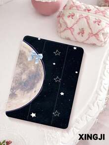 1pc Butterfly & Moon Pattern Tablet Protective Case, Compatible With 10.2", Pro 11" 2021/2020/10th Gen, Mini 4/5/6, Galaxy Tab A8 10.5" 2022, Matepad 10.4"/Tab, With Pencil Slot, Anti-Drop, Tablet Stand, Auto Sleep/Wake, Suitable As Valentine's Day Gift - Multicolor - View 1