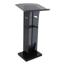 SHIOUCY Acrylic Podium Stand, Floor Standing Podium, Acrylic Podium With Storage Shelf - Clear, Black - View 7