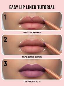 Pudaier 2Pcs Lip Liner Set Waterproof Non-Stick Cup Valentine Gift For All Skin Tones - 02+03 - 查看 5