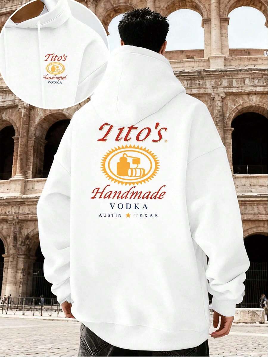 Titos Vodka Mens Black Hoodie Premium Cotton, Street Hip-Hop, Comfortable, Durable, Graphic Design, Double-Sided Printed - trắng - Xem 1
