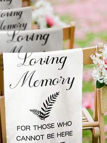 Memorial Wedding Chair Banner The Wedding Memorial Reserved Chair Sign Banner In Loving Memory Of Parents Celebrating From Heaven Wedding Memorial Sign Sympathy Gift For Loss Seat (White) - White - View 5