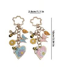 时尚可爱蜜蜂雏菊钥匙扣挂件合金蝴蝶爱心钥匙扣挂件包包吊坠包包装饰挂件包包饰品挂件可爱少女心汽车必备汽车装饰卡哇伊度假必备包包配件 - 彩色 - 查看 8