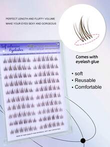 120片棕色假睫毛，自粘式，自然9-12毫米蓬松3D卡通眼型，卷翘日常DIY，防水，适合新手，易于佩戴，便携式假睫毛 - 棕色 - 查看 4