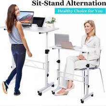 Dragonpad Mobile Overbed Table With 4 Wheels,  Freestanding Desk With (27-43 Inch) Adjustable Height, Mobile Table Laptop Stand Drawing Desk - White - View 9