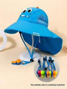 1pc Kids Dinosaur Pattern Sun Hat, Wide Brim Breathable Mesh Bucket Hat With Neck Shade, Summer Outdoor Boys Cap - 1PC - View 6