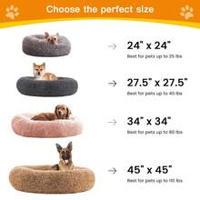 Calming Dog Beds For Large Dogs, Faux Fur Donut Cuddler Dog Bed, Round Fluffy Pillow, Washable Pet Bed For Dogs Up To 80Lbs, 36inch - Hồng - Xem 6