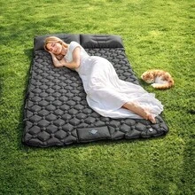 Trintion Thick Inflatable Camping Mat, Outdoor Moisture-Proof Mattress, Portable Picnic Mat, Park Camping Nap Mat, Foldable Design, Comfortable And Durable - Grey - View 2