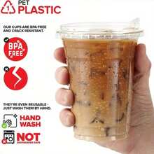[20 Sets] 16oz Clear Plastic Cups With Lids - Crystal Clear PET Disposable To-Go Cups For Iced Coffee, Smoothies, Juice, Boba Tea -Leakproof With Sipper Lids - Transparent - View 10