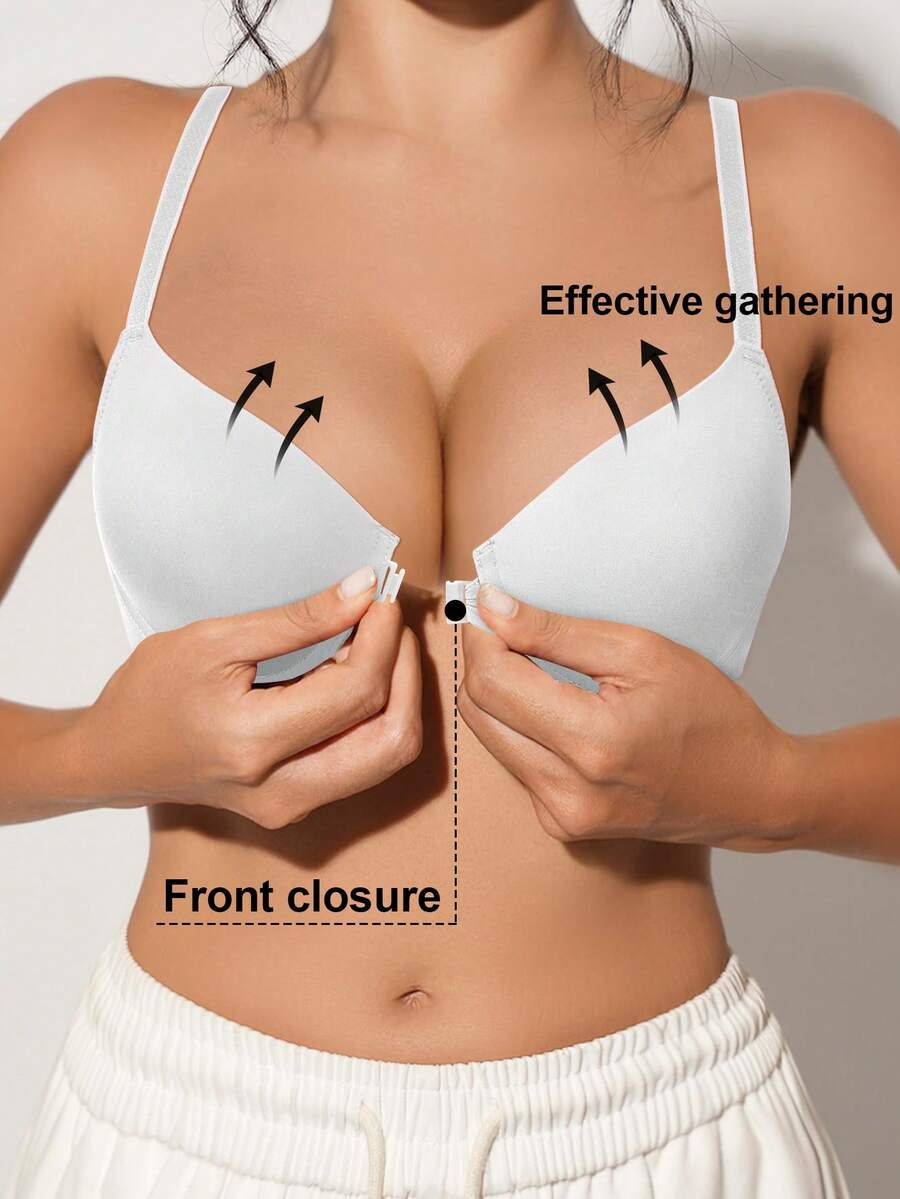 Front Closure Lift & Enhance Bra - Breathable & Comfortable, Ideal For Daily Wear - White - View 1