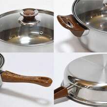 12pcs Stainless Steel Cookware Saucepan, Casserole & Fry Pan Set With Glass Lid - Silver - View 9