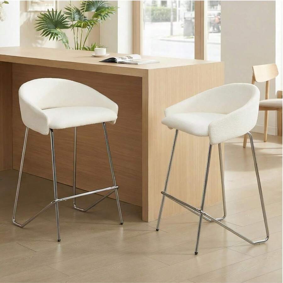 WAHSON OFFICE CHAIRS 2PCS Taburetti Bar Chenille Piedi Metallo Poggiapiedi,Green
