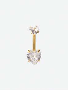 Opalesca 6Pcs/Set Stainless Steel Faux Pearl Butterfly Heart Shaped Navel Rings, Women's Classic Piercing Belly Rings, Daily Wear Valentines - Yellow Gold - View 4