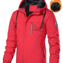 Pearson OBM Men'S Solid Color Hiking Jacket, Featuring A Hood And Plush Lining, High-Quality Windproof Outerwear, Suitable For Outdoor Sports, Climbing, And Thickened Ski Wear With A Stylish Versatile Design And Fixed Print Zipper Pockets. - 深藍色 - 查看 6