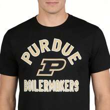 NCAA Purdue Boilermakers Arch Logo P Graphic T-Shirt.PurdueBoilermakers Fans Tee NCAA T-Shirt, CollegeBasketball Tee - màu đen - Xem 1