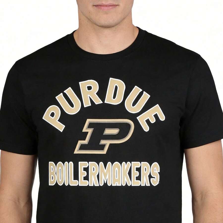 NCAA Purdue Boilermakers Arch Logo P Graphic T-Shirt.PurdueBoilermakers Fans Tee NCAA T-Shirt, CollegeBasketball Tee - màu đen - Xem 1