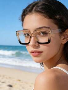 4 Pairs Oversized Fashionable Minimalist Style Fashion Glasses For Girl, Suitable For Daily Wear, Outdoor Activities, Spring Travel, Camping, Etc. - 彩色 - 查看 2
