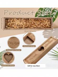 1 pieza Caja de regalo de madera para prueba de embarazo, Caja de anuncio de embarazo con forma de corazón, Caja de madera para prueba de embarazo - Caqui - Ver 5