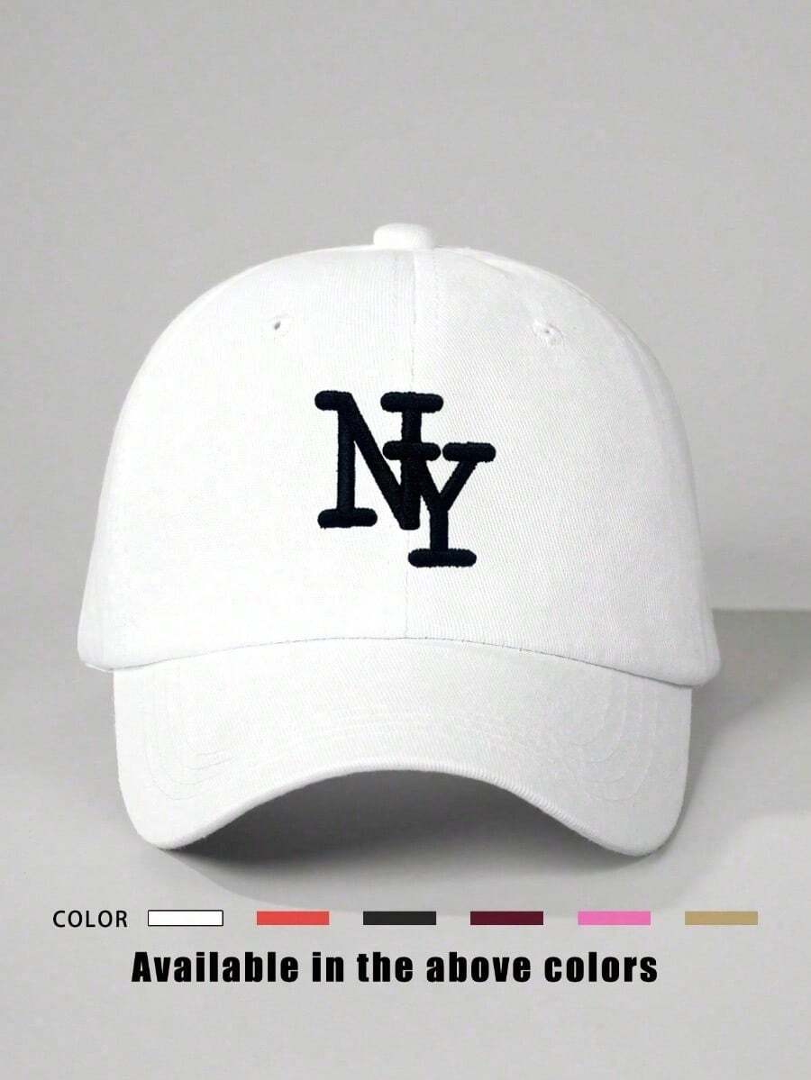1 Pc Adjustable NY Embroidered Baseball Cap Y2K Sunscreen Hat For Spring Autumn Beach Travel - trắng - Xem 1