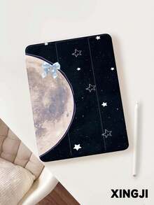1pc Butterfly & Moon Pattern Tablet Protective Case, Compatible With 10.2", Pro 11" 2021/2020/10th Gen, Mini 4/5/6, Galaxy Tab A8 10.5" 2022, Matepad 10.4"/Tab, With Pencil Slot, Anti-Drop, Tablet Stand, Auto Sleep/Wake, Suitable As Valentine's Day Gift - Multicolor - View 4
