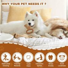 Durable Nylon Dog Chew Toy, Simulated Bone & Ring Shape, Interactive Puppy Teething Toy - Khaki - View 2