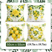 4pcs Yellow Floral & Lemon Pattern Set - Single-Sided Printed Throw Pillow Covers, Decorative Cushion Covers Suitable For Living Room Sofa Bedroom, Pillow Inserts Not Included - Multicolor - View 13