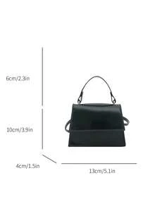 1pc Mini Fashionable Minimalist Texture Fabric Handbag, Small Square Bag, Lipstick Bag, Versatile Cute Shoulder Bag - Green - View 12