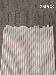 25/50支彩色条纹纸吸管，饮料吸管，直径6毫米，可爱卡通条纹纸吸管，长度197毫米 - 适用于生日派对、婚礼、周年纪念日、母亲节、学校用品、庆祝活动、实用装饰 - 彩色 - 查看 13