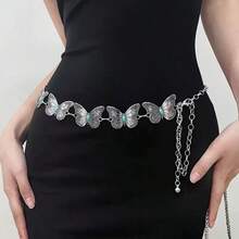 Dây chuyền eo hình bướm cổ điển - Khảm đá ngọc lam cổ điển, dây kim loại có thể điều chỉnh, phong cách Bohemian, chế tác tinh xảo với lớp hoàn thiện bóng bẩy, hợp kim bền và không gây dị ứng, hoàn hảo để tô điểm thêm vẻ thanh lịch cho váy áo và phong cách hàng ngày. - Bạc - Xem 10