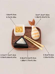 5-Piece Mini Simulation Japanese Food Decorations Sushi Model Cartoon Cute Tray Chopstick Ornament DIY Scene Decoration Accessories - Mô hình trang trí đĩa sushi - Xem 7