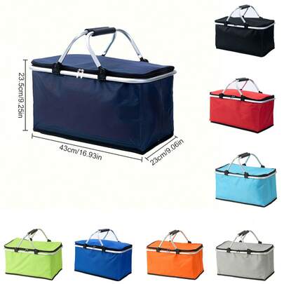 1PC-Foldable Picnic Basket,Picnic Bag,With Insulation Foldable And Easy To Store Multifunctional Picnic Bag,Foldable Portable Nylon Picnic Bag For Non-Food Direct Contact, Outdoor Travel And Lunch Insulated Food Pouch, Bento Box Carrier With Handle,Outdoor Ice Packs And Food Storage