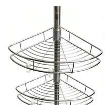Bathroom Corner Shelf Telescopic Shower Caddy Floor Ceiling 4 Trays Storage - Multicolor - View 3