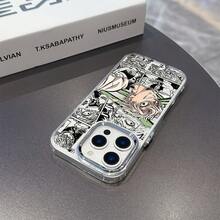 Funda para Teléfono: Funda de Anime Sanemis Genial para 17 16e 16 15 14 13 12 11 Pro X XR XSMAX 8 Plus Marco de Lente Metálico Plateado Cubierta Trasera Suave Transparente17  17promax - transparente - Ver 3