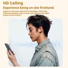Lenovo True Wireless Bluetooth Earphones, Semi-In-Ear Headphones, Music, Sports, and Gaming Headphones, Ultra-Long Battery Life, High-Quality Sound, Bluetooth 5.4, Comfortable Wear, EA110 Moon Rock White - 均碼 - 查看 7